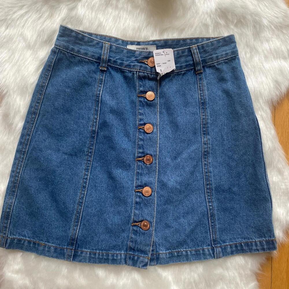 Forever 21 Blue Jean Mini A-Line Skirt